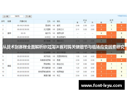 从战术到赛程全面解析欧冠淘汰赛对阵关键细节与临场应变因素研究
